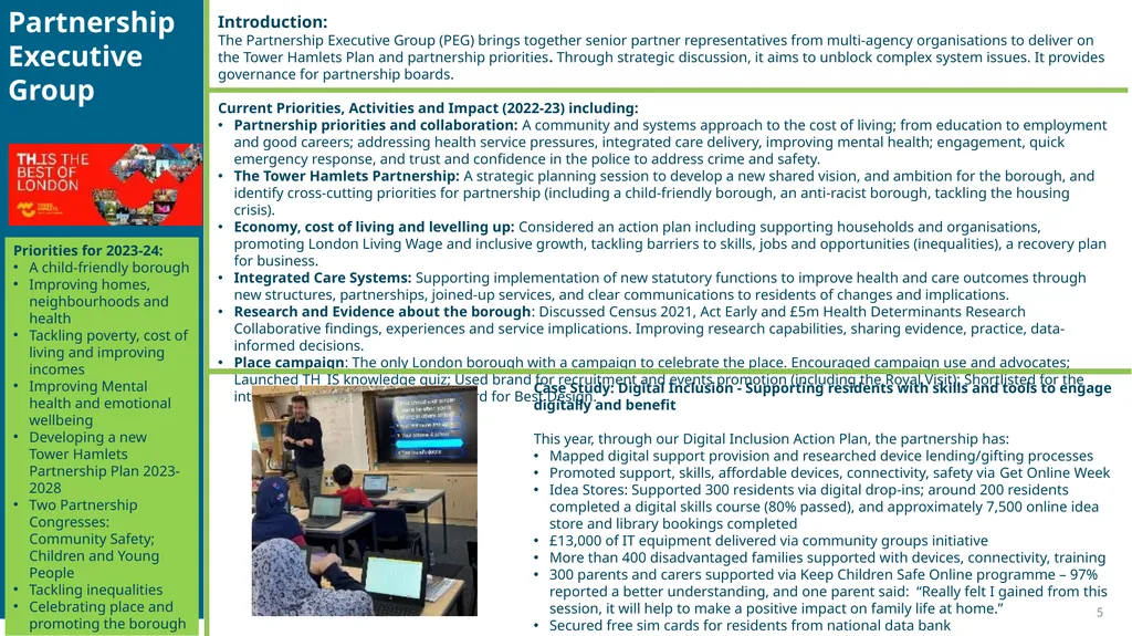 Tower Hamlets Plan (2018-2023) Annual Review, - slide 5 of 18