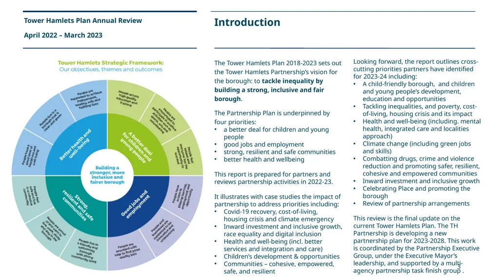 Tower Hamlets Plan (2018-2023) Annual Review, - slide 3 of 18