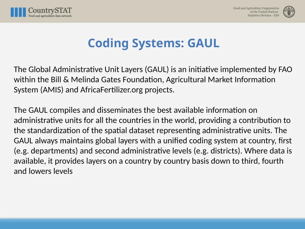 CountrySTAT / FENIX Overview of the Coding System - slide 13 of 29