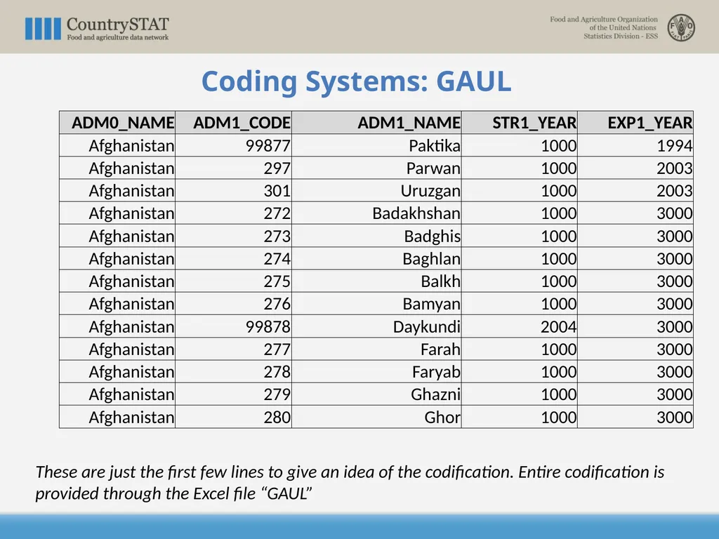 CountrySTAT / FENIX Overview of the Coding System - slide 16 of 29