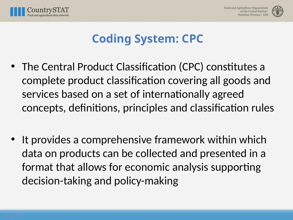 CountrySTAT / FENIX Overview of the Coding System - slide 5 of 29