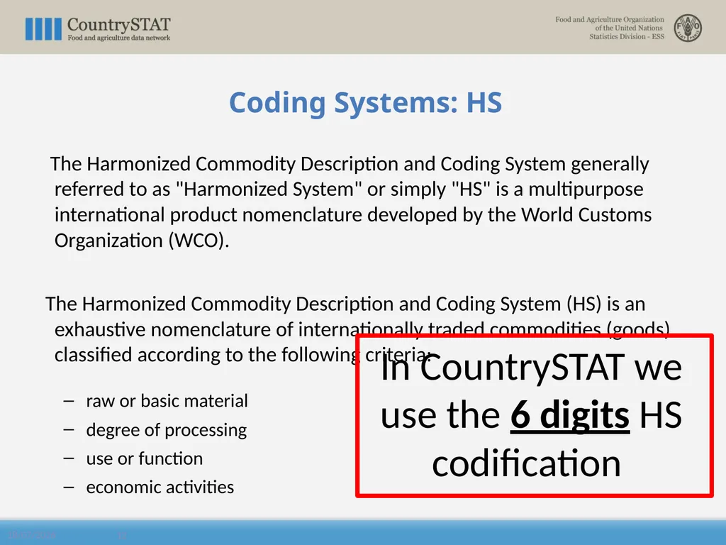 CountrySTAT / FENIX Overview of the Coding System - slide 12 of 29