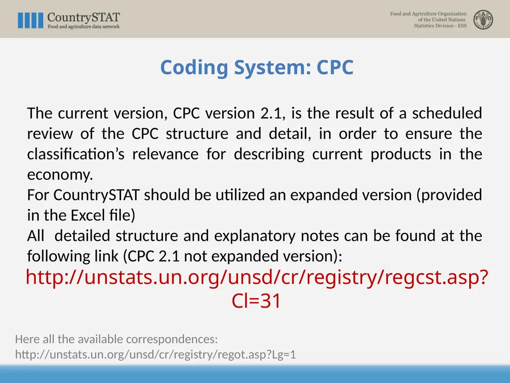 CountrySTAT / FENIX Overview of the Coding System - slide 6 of 29
