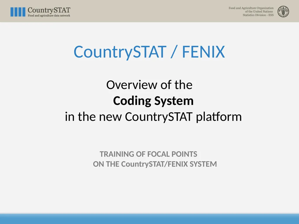 CountrySTAT / FENIX Overview of the Coding System