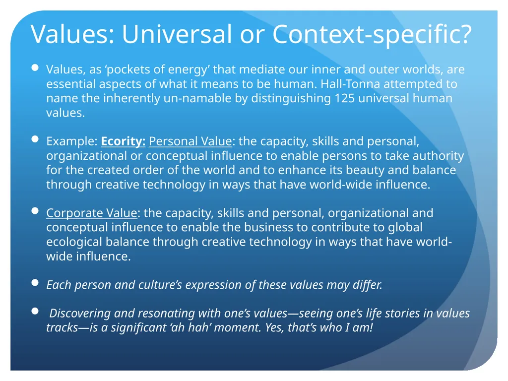 Introducing Values Technology We want to: Enable - slide 7 of 15