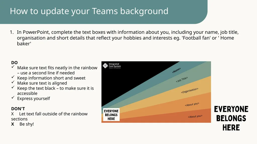 <Name> <Job Title> <Organisation> <About You> - slide 2 of 7