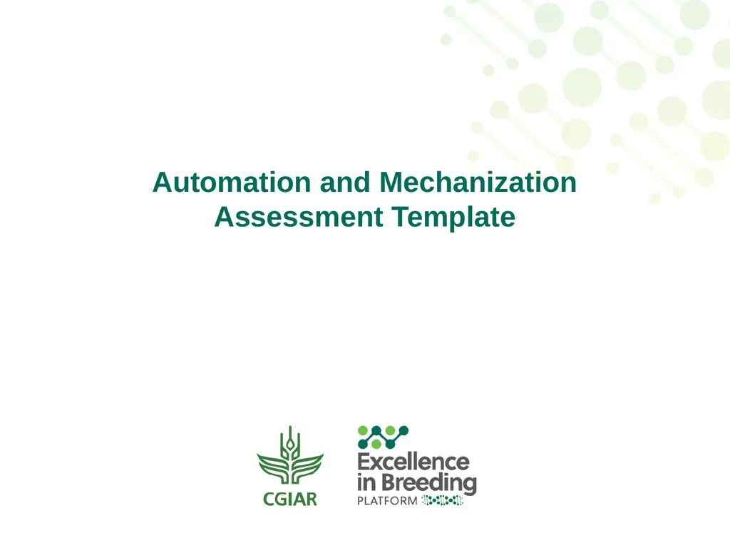 Automation and Mechanization Assessment Template