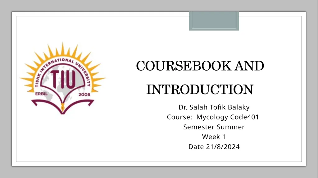 Coursebook and Introduction Dr. Salah Tofik Balaky - slide 1 of 12