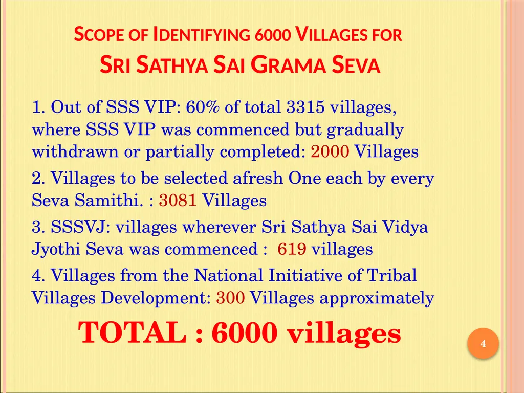 Sri Sathya Sai Grama Seva in 6000 villages - slide 4 of 13