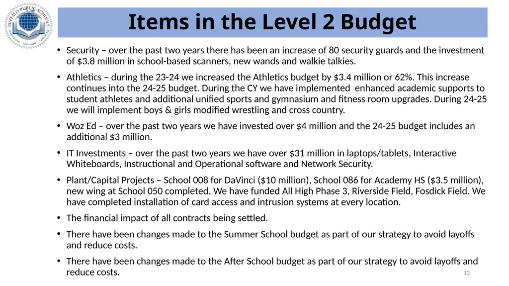 Buffalo Public Schools 2024-2025 Budget Update – - slide 12 of 16