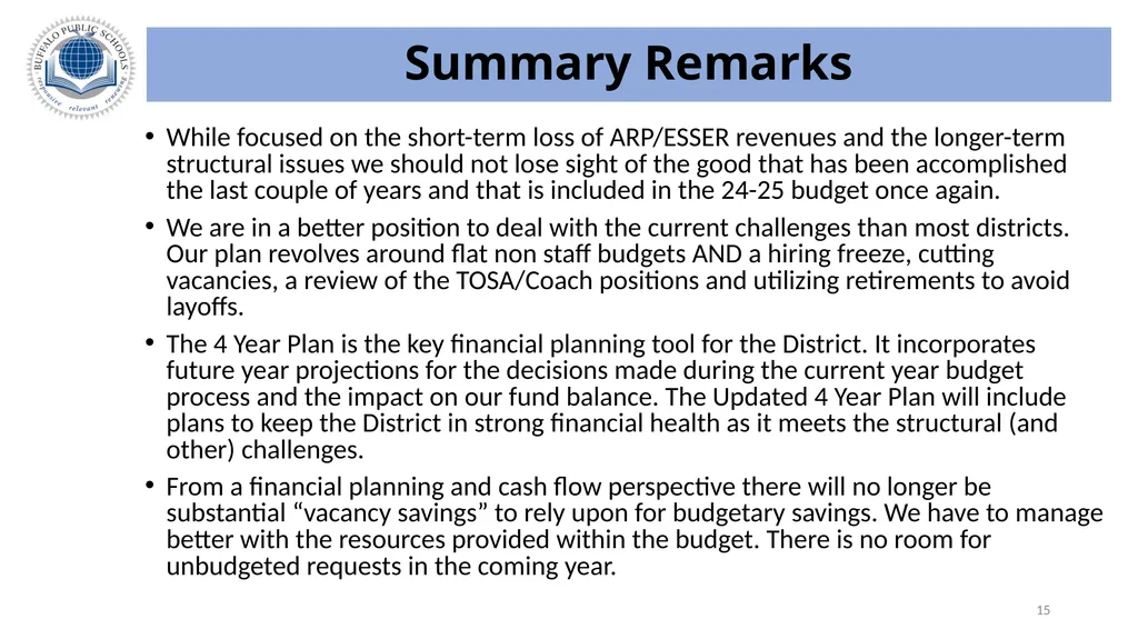 Buffalo Public Schools 2024-2025 Budget Update – - slide 15 of 16