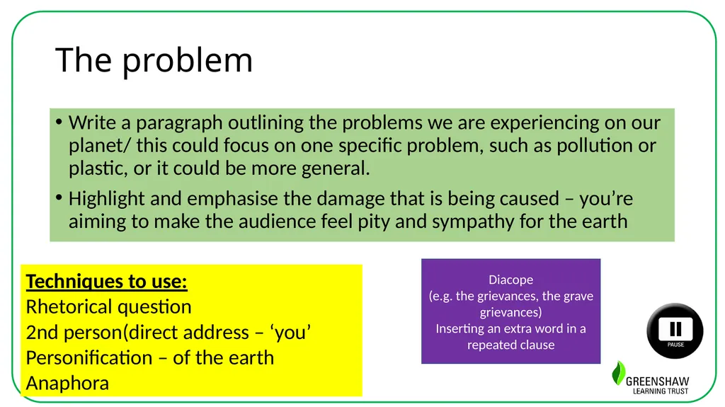 Week 8 , Lesson 4 Writing: Plea for the Planet - slide 5 of 12