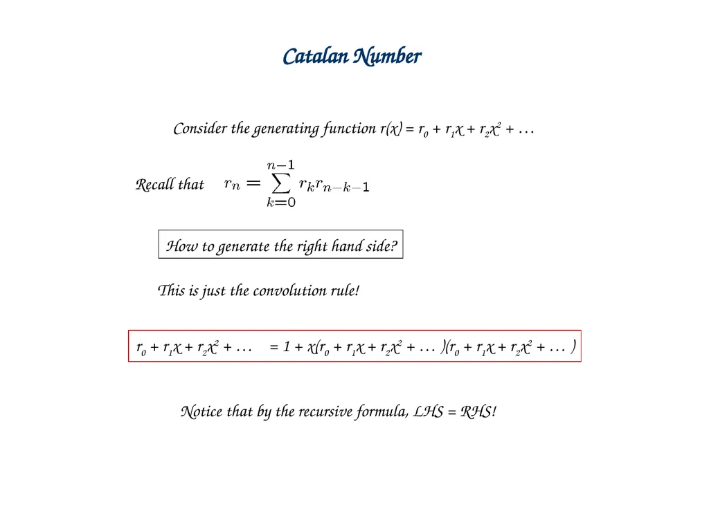 Generating Functions and Counting Trees Today’s - slide 44 of 54