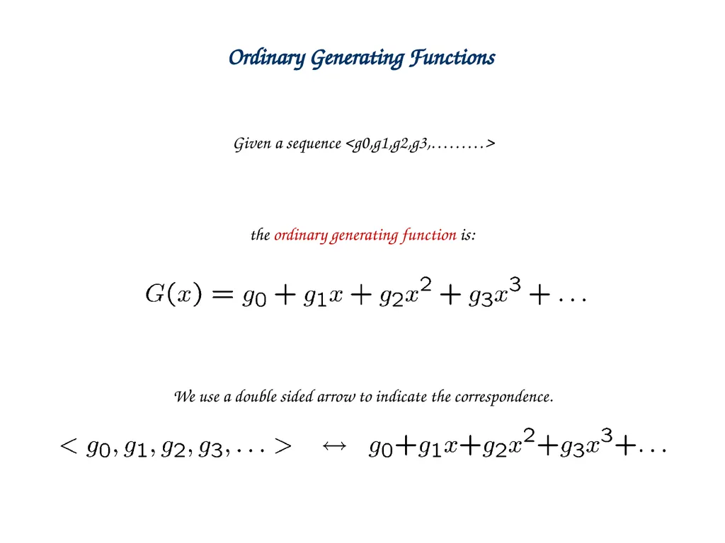 Generating Functions and Counting Trees Today’s - slide 4 of 54
