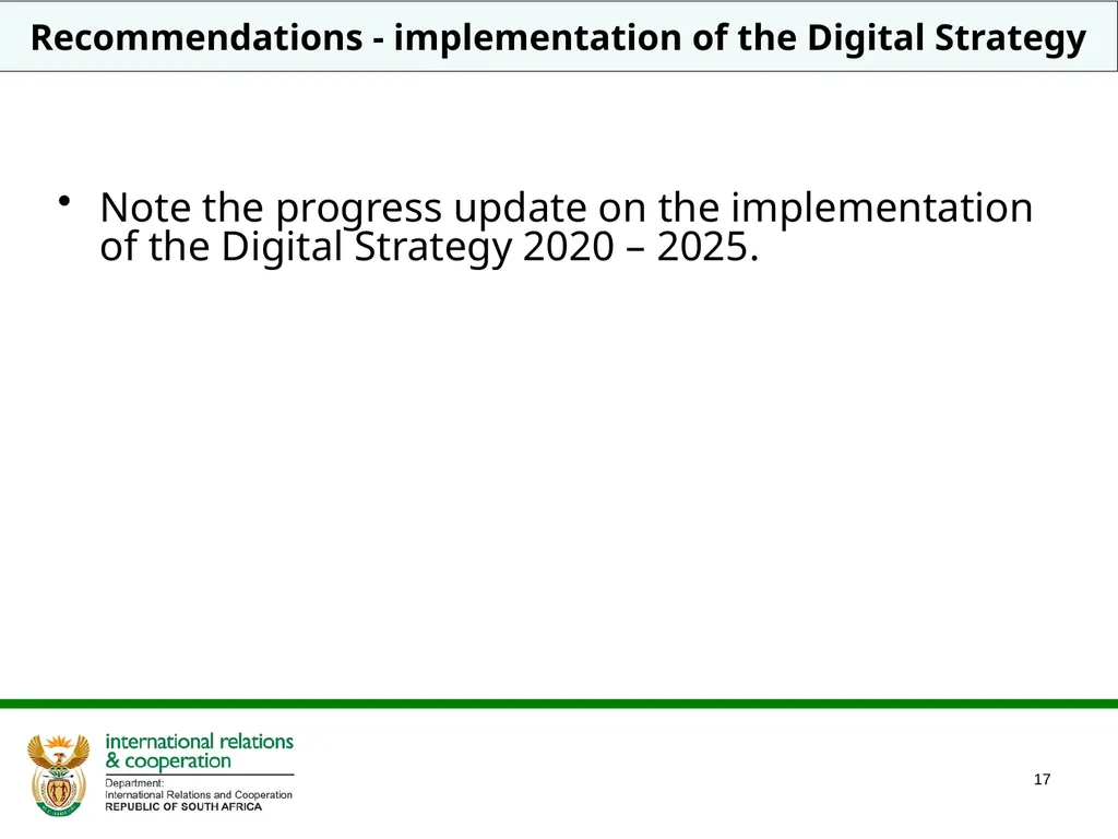 DIGITAL STRATEGY 2020- 2025 IMPLEMENTATION UPDATE - slide 17 of 18