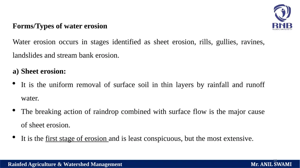 SOIL AND WATER CONSERVATION TECHNIQUES Delivered - slide 10 of 66