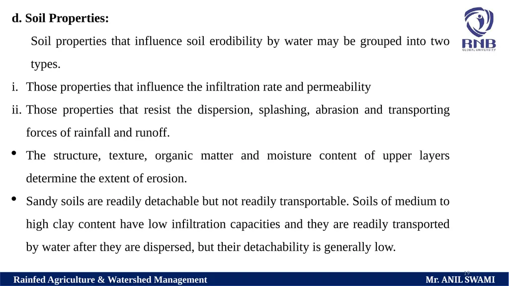 SOIL AND WATER CONSERVATION TECHNIQUES Delivered - slide 19 of 66