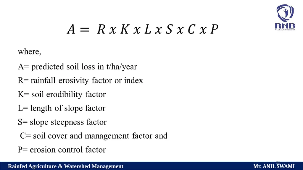 SOIL AND WATER CONSERVATION TECHNIQUES Delivered - slide 22 of 66