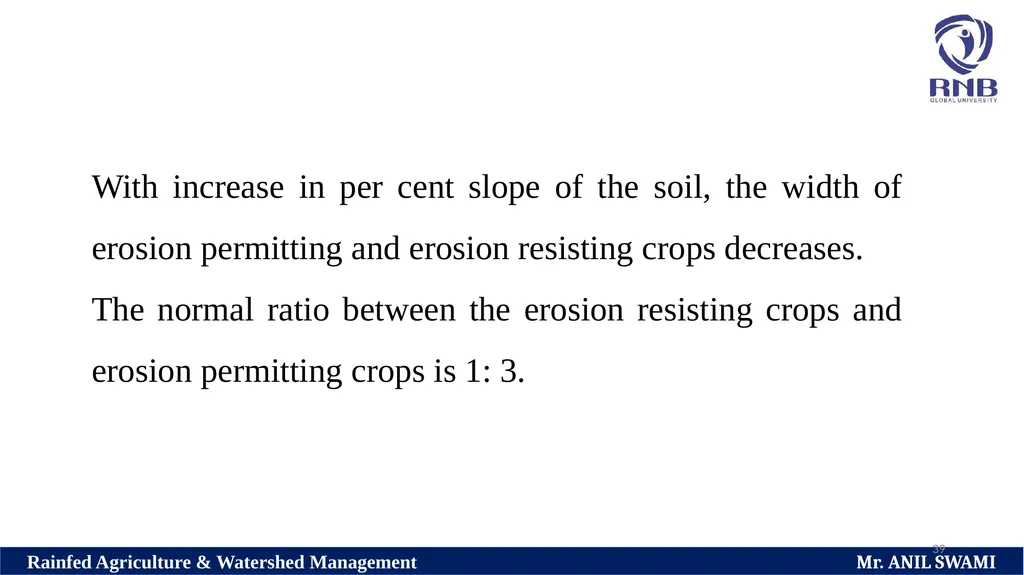 SOIL AND WATER CONSERVATION TECHNIQUES Delivered - slide 39 of 66