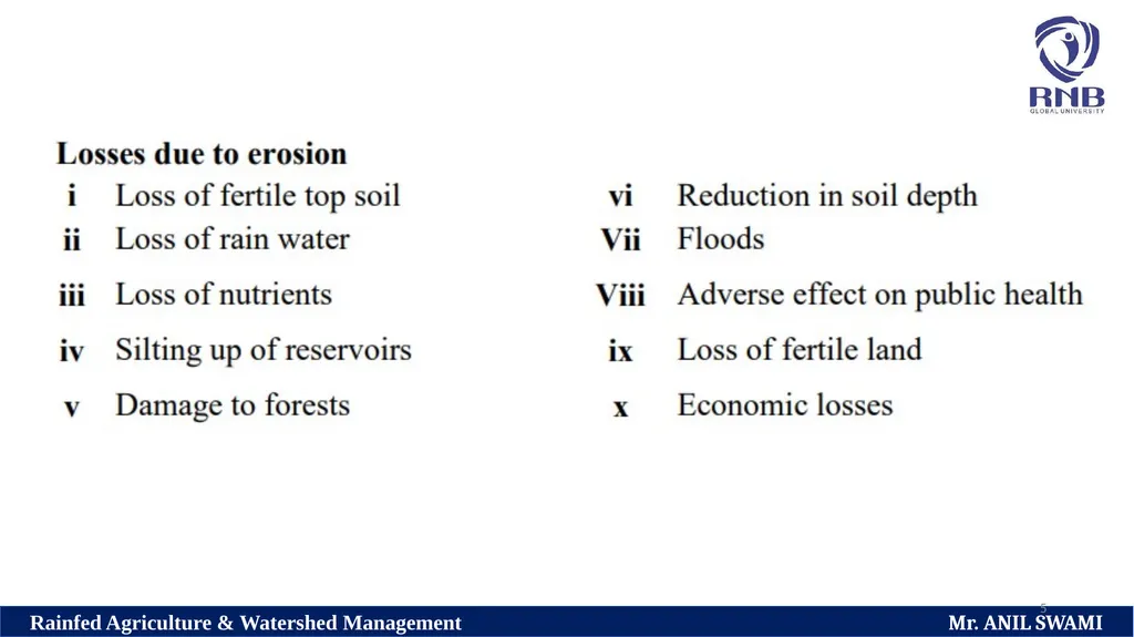 SOIL AND WATER CONSERVATION TECHNIQUES Delivered - slide 5 of 66