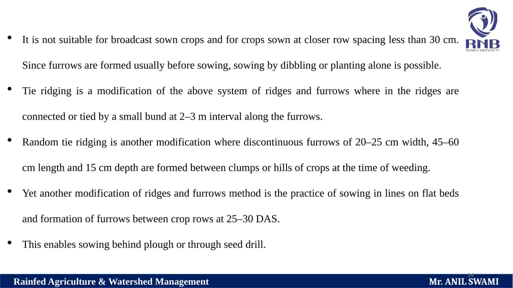 SOIL AND WATER CONSERVATION TECHNIQUES Delivered - slide 54 of 66