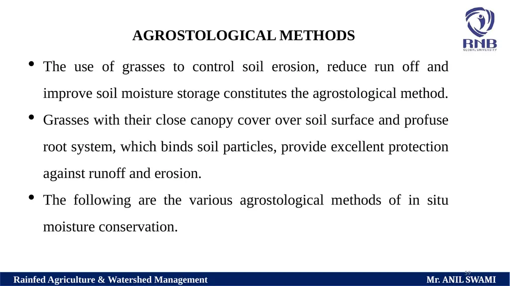 SOIL AND WATER CONSERVATION TECHNIQUES Delivered - slide 59 of 66