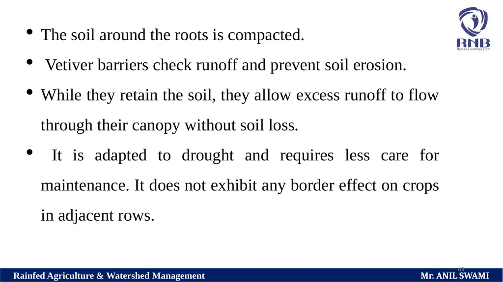 SOIL AND WATER CONSERVATION TECHNIQUES Delivered - slide 63 of 66