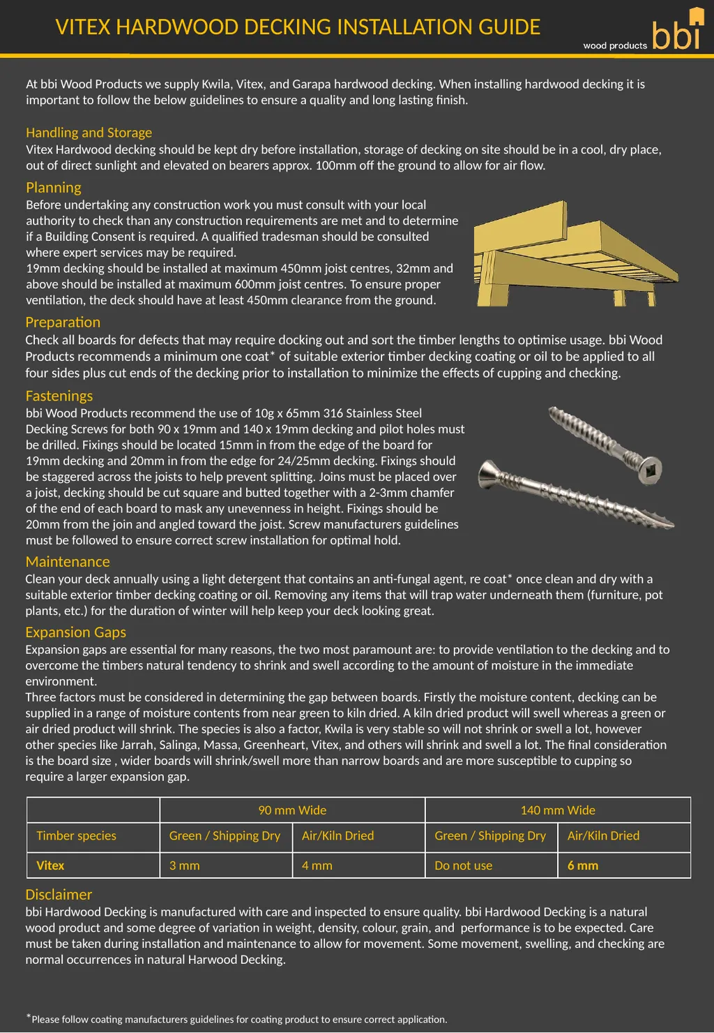 VITEX HARDWOOD DECKING INSTALLATION GUIDE At bbi