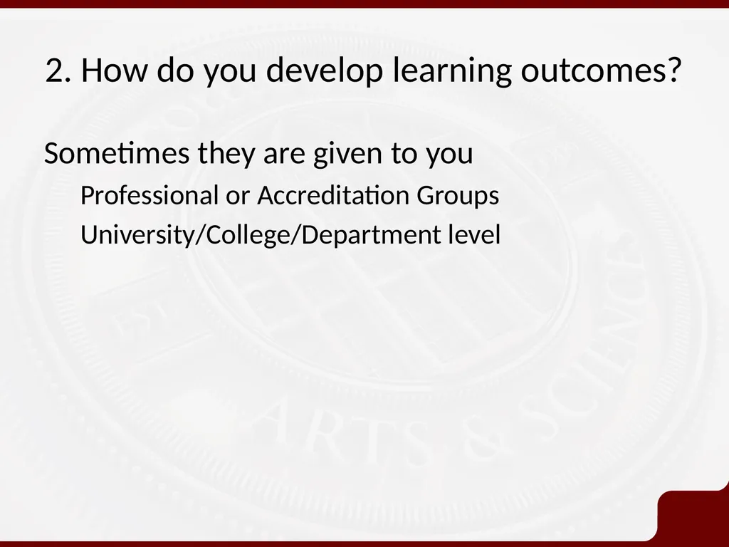 Session 2 Learning Outcomes: articulating our - slide 5 of 16