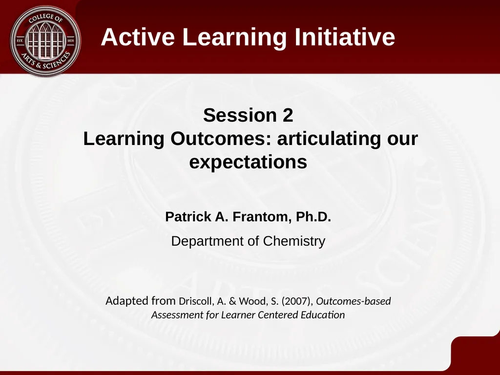 Session 2 Learning Outcomes: articulating our - slide 1 of 16