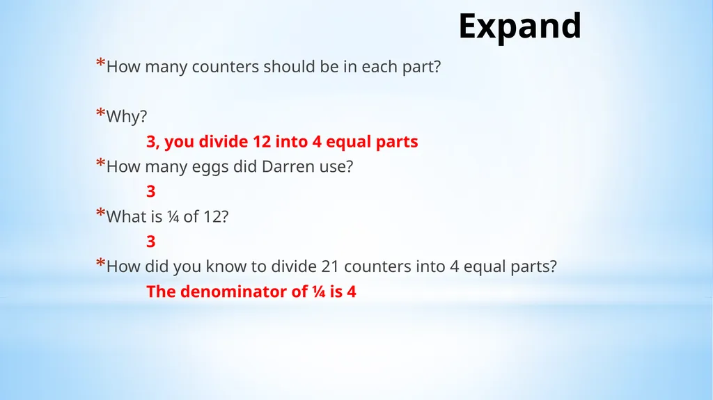 Fractional Parts of a Set Lesson 9-4 Obective I - slide 7 of 19