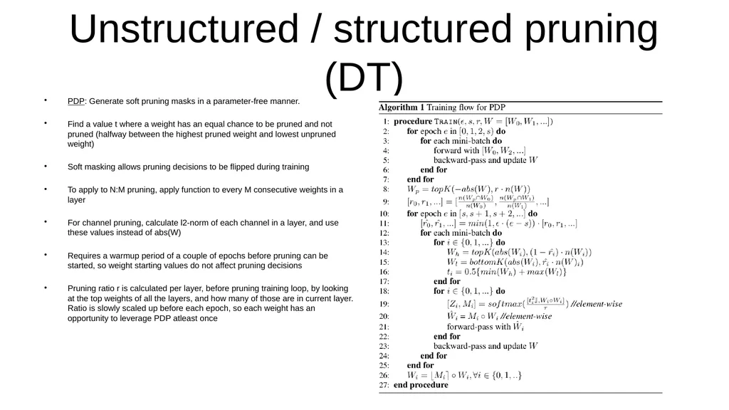 I read papers related to pruning and reducing the - slide 8 of 17