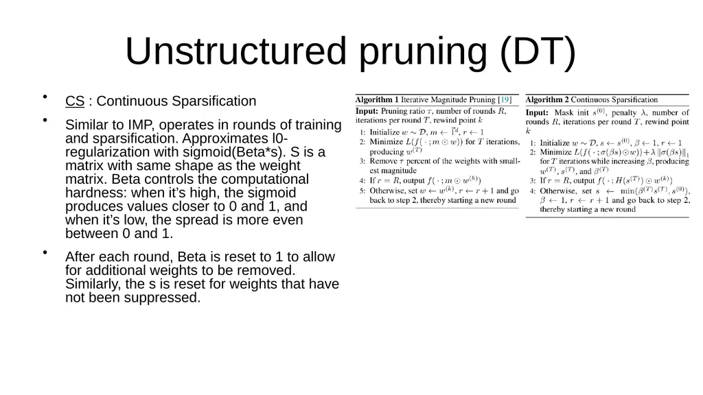 I read papers related to pruning and reducing the - slide 4 of 17