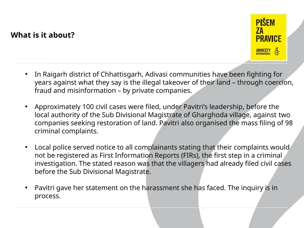 WRITE FOR RIGHTS 2018 PAVITRI MANJHI, INDIA - slide 3 of 4