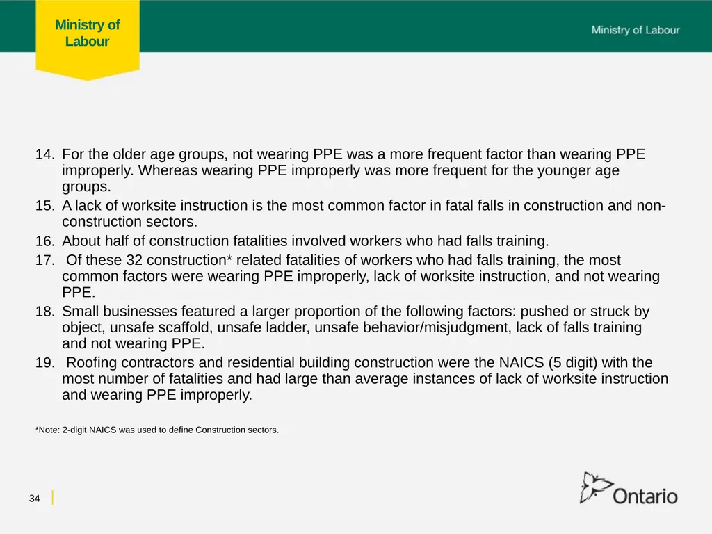 Fall from Heights Fatalities Analysis Prepared for - slide 34 of 34