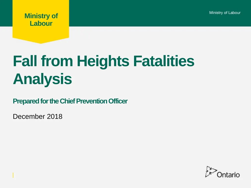 Fall from Heights Fatalities Analysis Prepared for