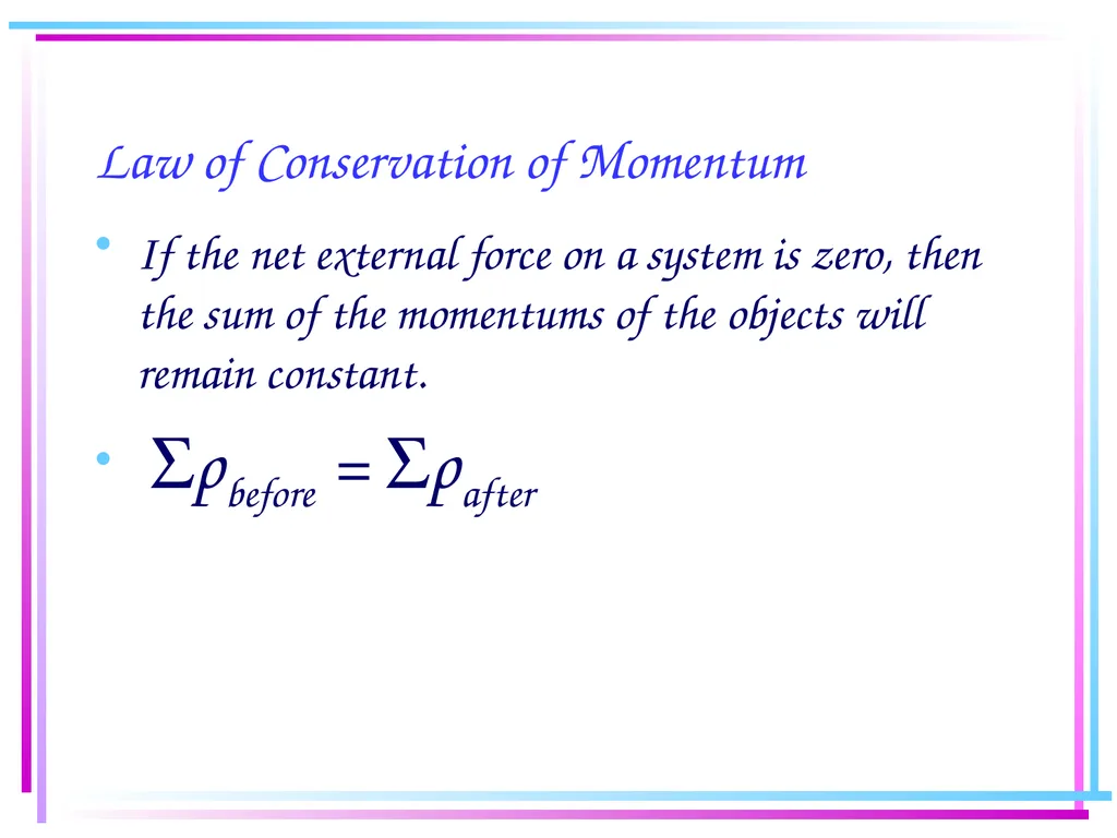 Law of Conservation of Momentum Law of - slide 2 of 17
