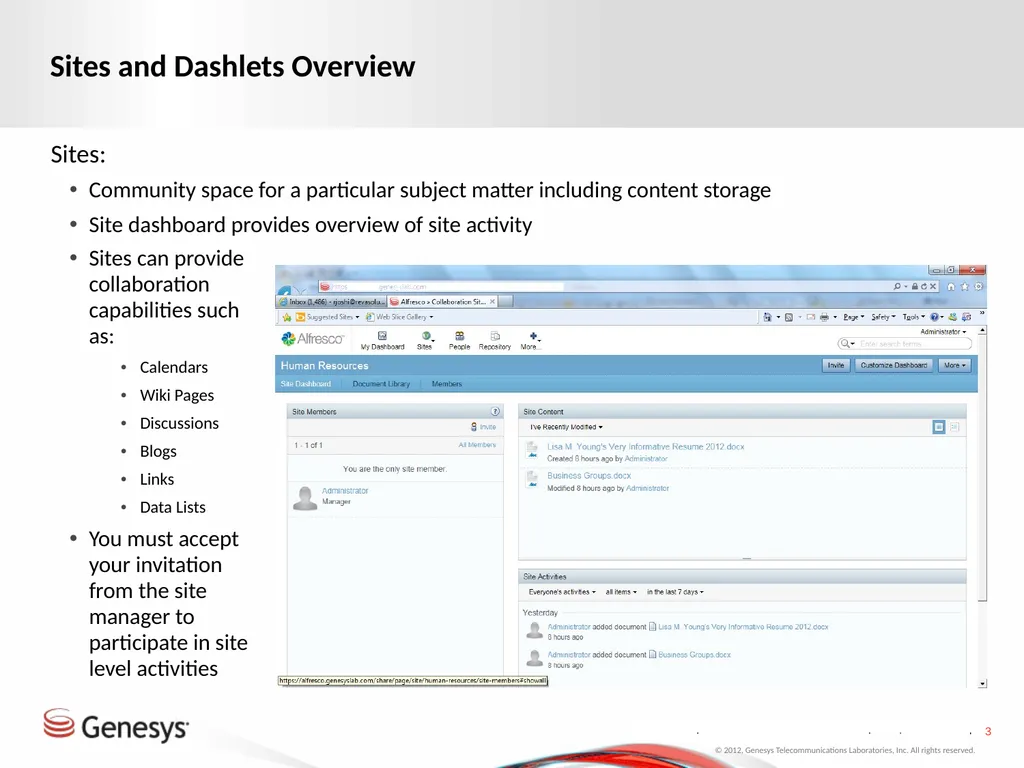 Alfresco Phase One Roll-Out Test changing again - slide 3 of 17