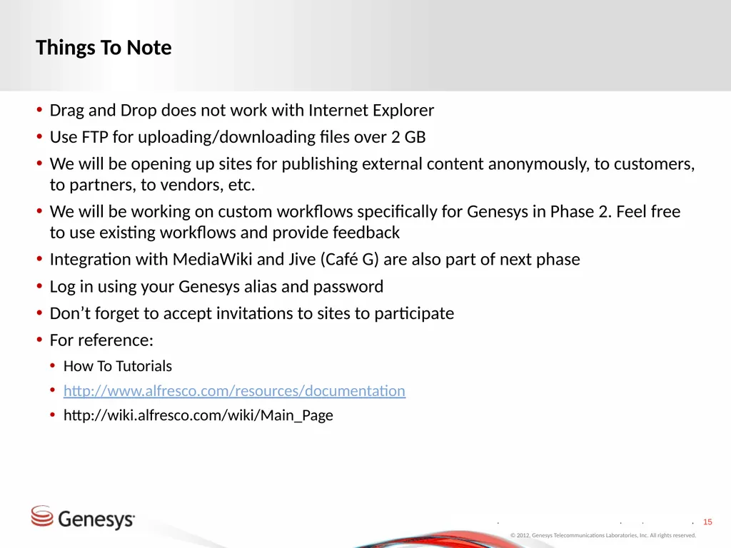 Alfresco Phase One Roll-Out Test changing again - slide 15 of 17