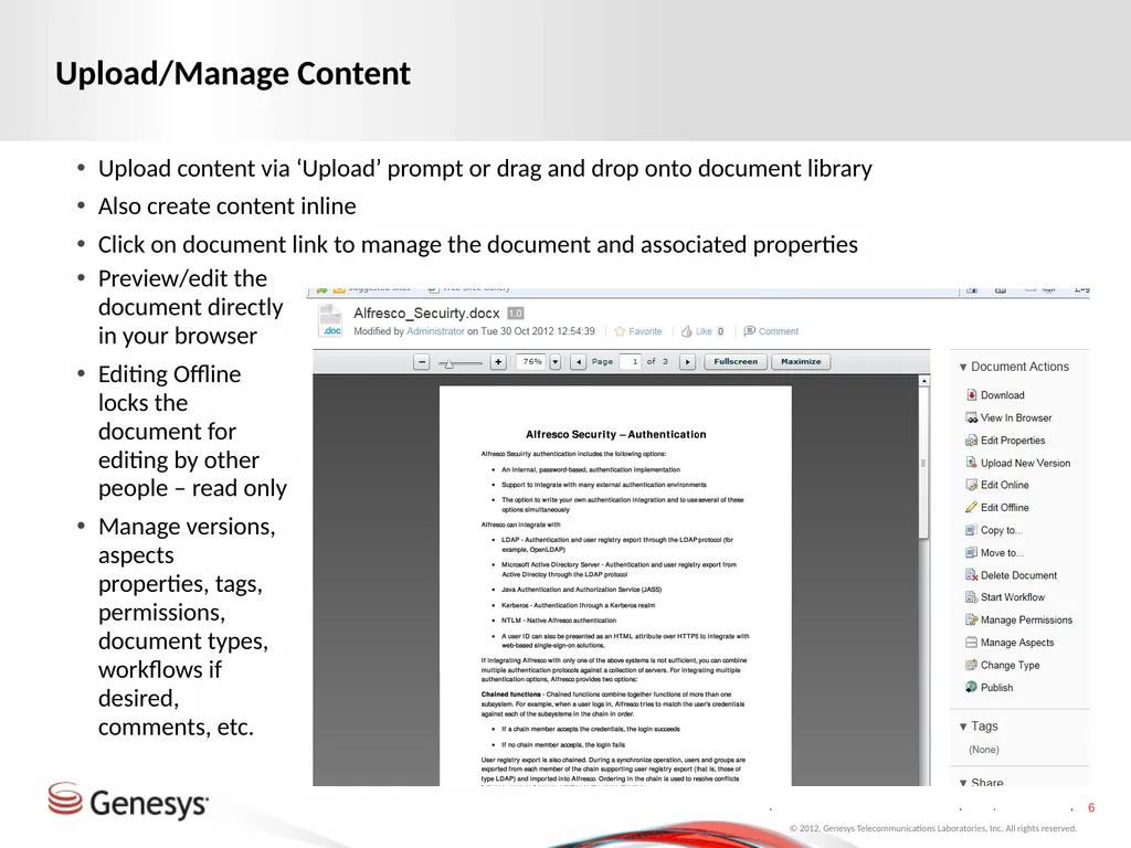 Alfresco Phase One Roll-Out Test changing again - slide 6 of 17