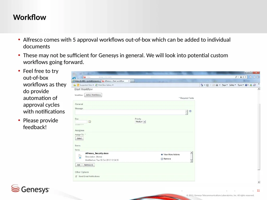 Alfresco Phase One Roll-Out Test changing again - slide 11 of 17