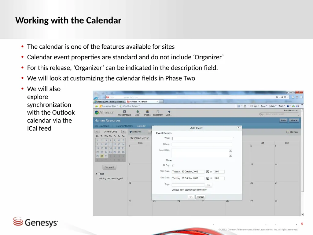Alfresco Phase One Roll-Out Test changing again - slide 9 of 17