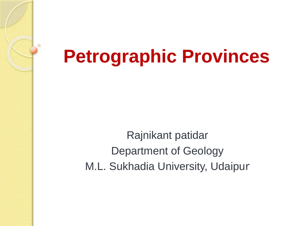 Petrographic Provinces Rajnikant patidar