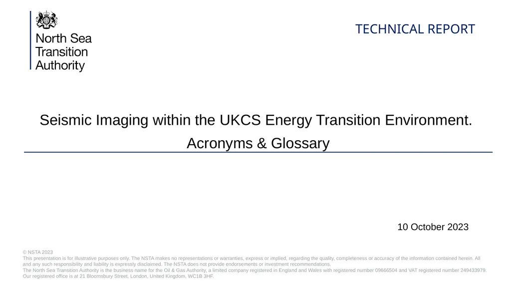 TECHNICAL REPORT Seismic Imaging within the UKCS