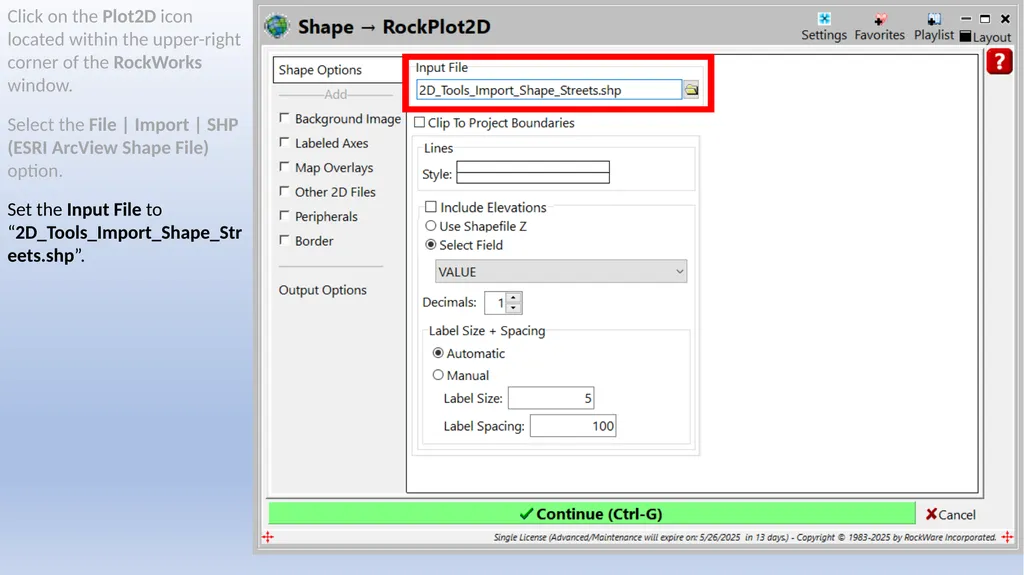 RockWorks Training Exercise 10.2 Importing a Shape - slide 4 of 17