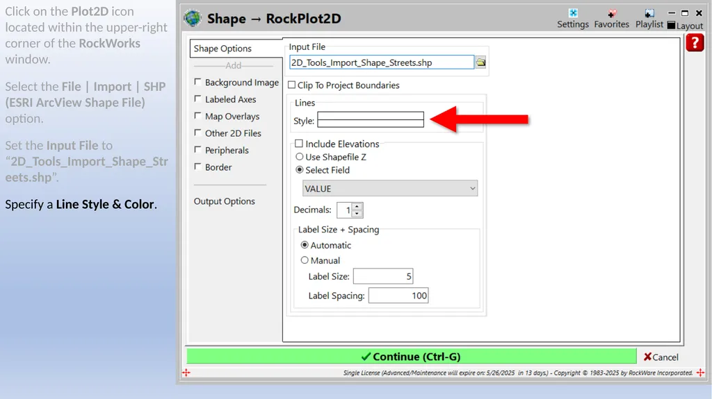 RockWorks Training Exercise 10.2 Importing a Shape - slide 5 of 17