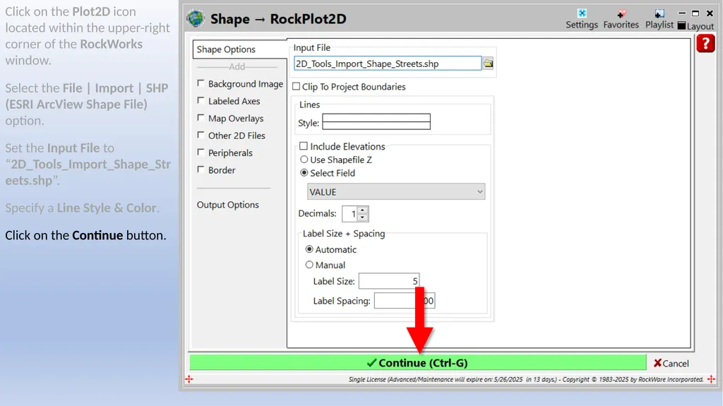 RockWorks Training Exercise 10.2 Importing a Shape - slide 6 of 17