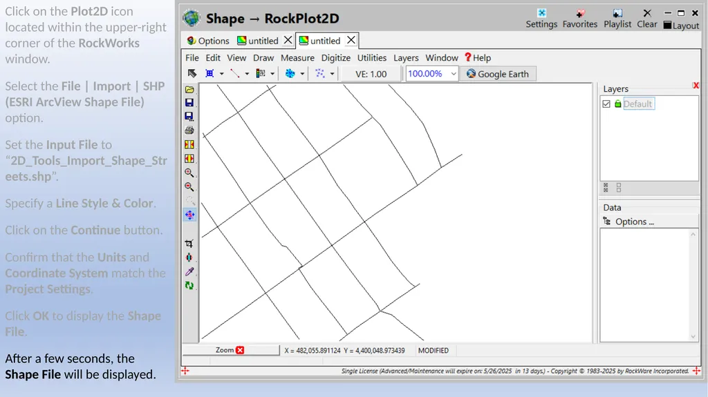 RockWorks Training Exercise 10.2 Importing a Shape - slide 9 of 17