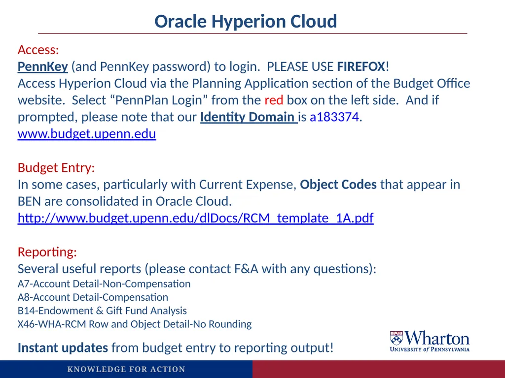 Oracle Hyperion Cloud Access: PennKey (and PennKey