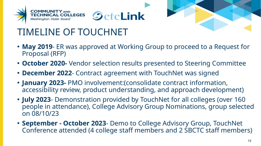 PBCS & TouchNet update Project Management Office - slide 13 of 19